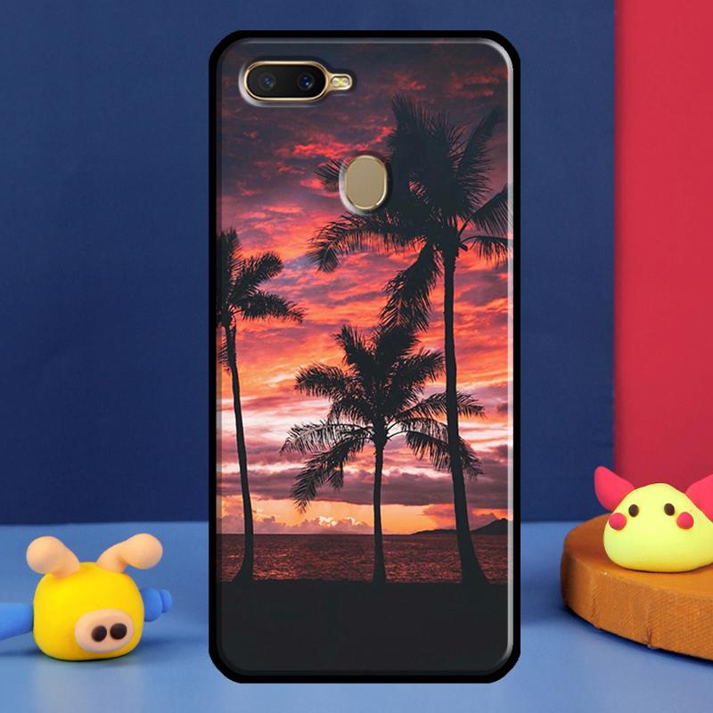 Summer Beach Sunset Palm Tree Case For Oppo A16 A76 A96 A58 A78 A98 A5 A9 A91 A15 A17 A77 A52 A72 A74 A94 A54S A57S Cover