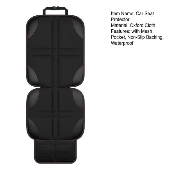 Child Car Seat Protector with Mesh Pocket Non-Slip Backing Waterproof Stain Resistant Thick Padding Baby Car Seat Cover