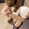 Knee Boots Khaki Maillard Boots Women's Small Suede Two Wear Folded Inner Heightening Platform Boots