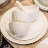 KANGMO 61-Piece Embossed White Dinnerware Set for 12