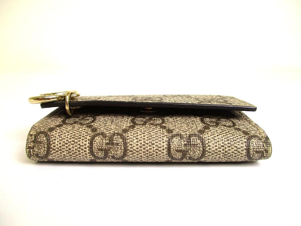 Authentic GUCCI GG Coating Canvas Wine Red Leather 6 Pics Key Chain #a902  Refurbished