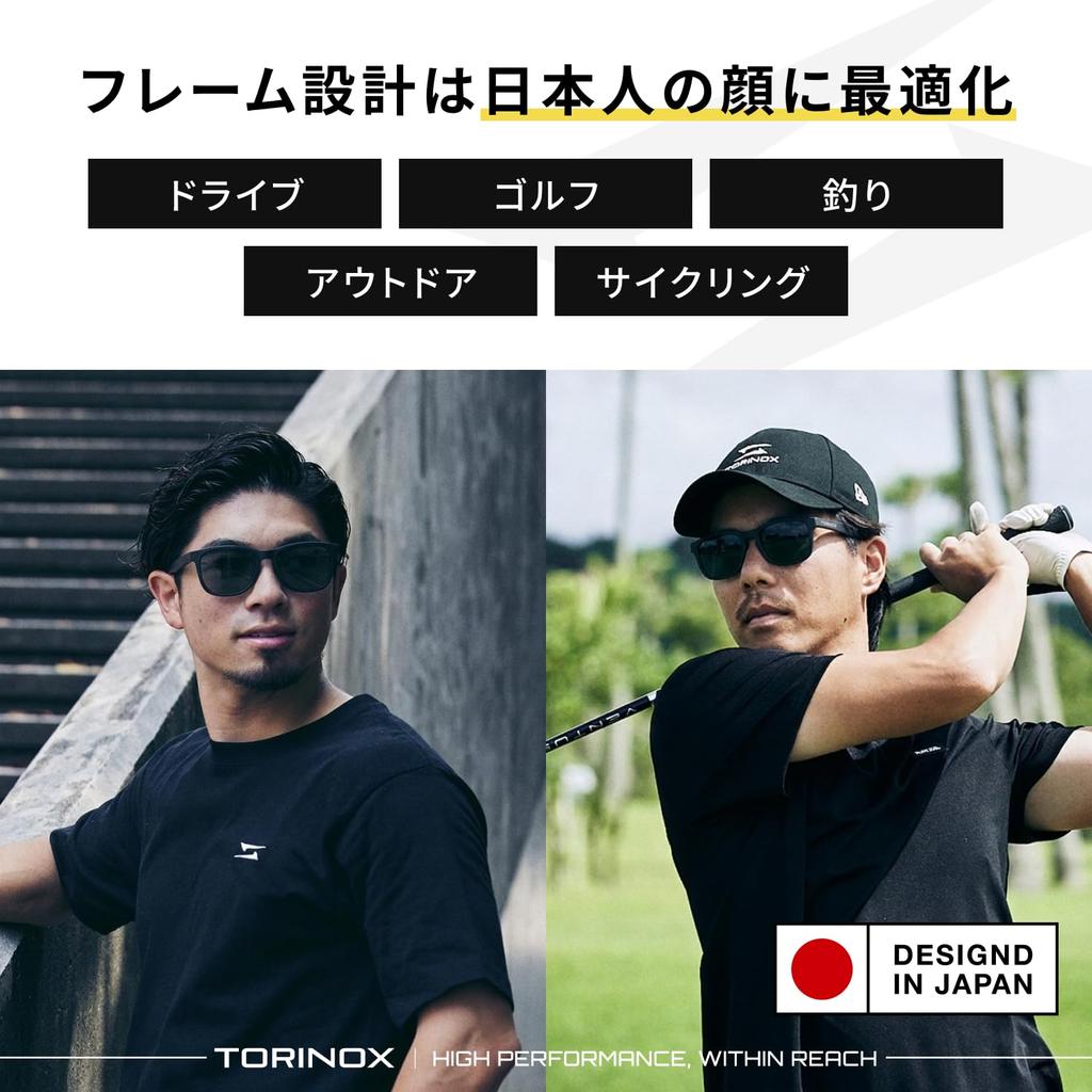 [TORINOX] Men's Polarized Sunglasses for Driving, Ultra-Lightweight, UV400 Protection, for Golf, Fishing, and Sports (BLACKPolarized Photochromic