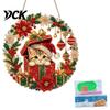 Christmas Window Decorations Faux Diamond Art Ornament, DIY Santa Claus Sun Catcher Kit, Rhinestone Acrylic Hanging Ornaments Xmas Wreath Ornament