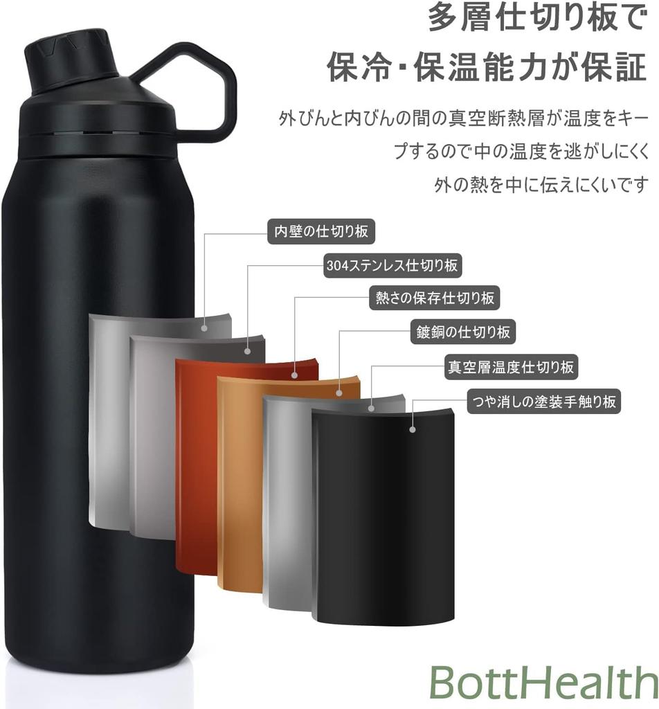 BottHealth 1 Liter Stainless Steel Water SUS304 Vacuum Suitable for Sports Carbonated and Ideal for Mountain and Wide and Perfect for and A Great Gift