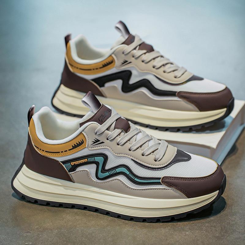 

Men s shoes 2025 new spring trend versatile thick-soled wear-resistant student sports and leisure shoes men s breathable dad shoes 39 бежевый