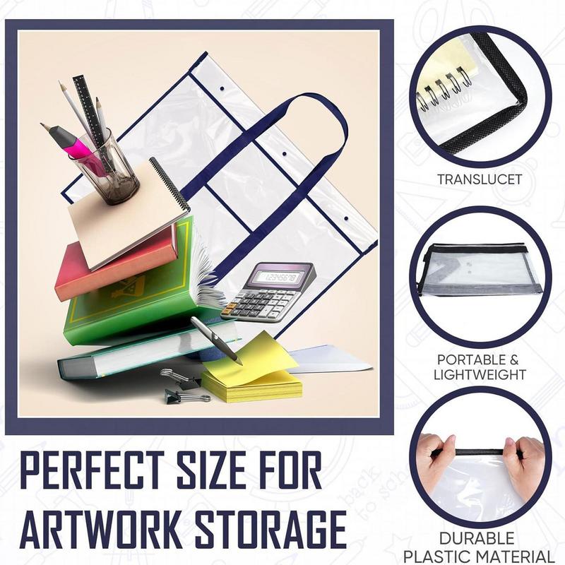 Poster Bag Clear PVC Art Container Portable Bulletin Board Holder With Handle Pocket Multipurpose Poster For Students