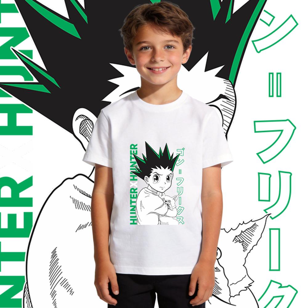 Hunter Gon Anime Print Cotton T Shirt for Boys and Girls Kids Casual Short Sleeve Soft Breathable Top