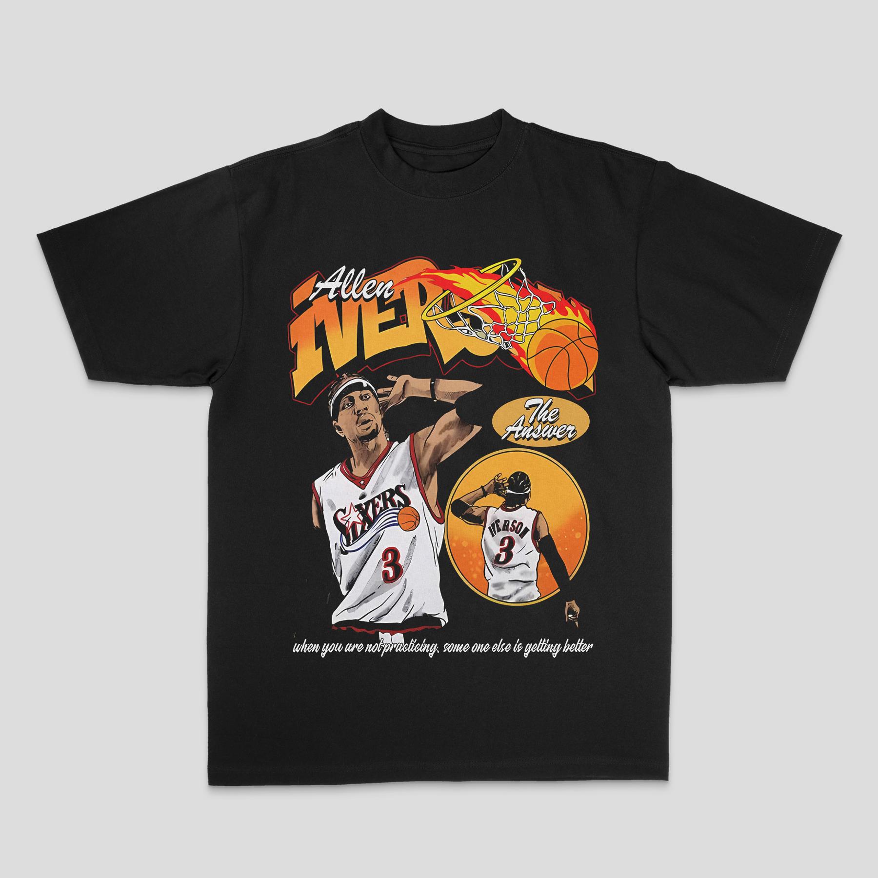 

2025 Allen IVERSON American Men s and Women s Loose 100% Cotton Direct Spray Summer Loose Short Sleeve T-shirt 4XL