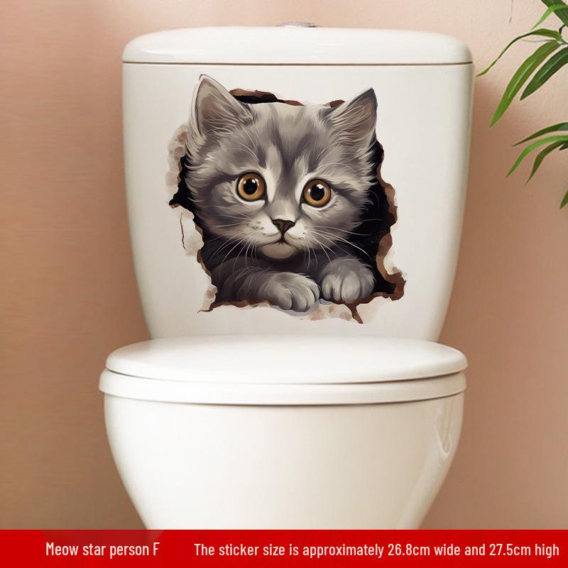 3D Cartoon Pet Stickers - Dog Toilet & Bedroom Home Decor, Self-Adhesive