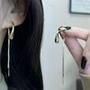 Gold Double-Wear Water Drop Tassel Earrings: Fashionable Silver Needle Studs with Light Luxury and Elegant Style for Women