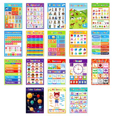 1 Set Classroom Decor 18 Themes Kid English A3 Big Cards Abc Letter/Animal/Numbers/Weather Learning Chart Kindergarten Supplies