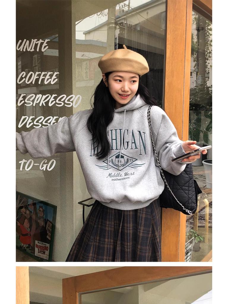 Gonna a pieghe A-line a quadri in lana da donna petite - Stile college retrò francese per autunno e inverno