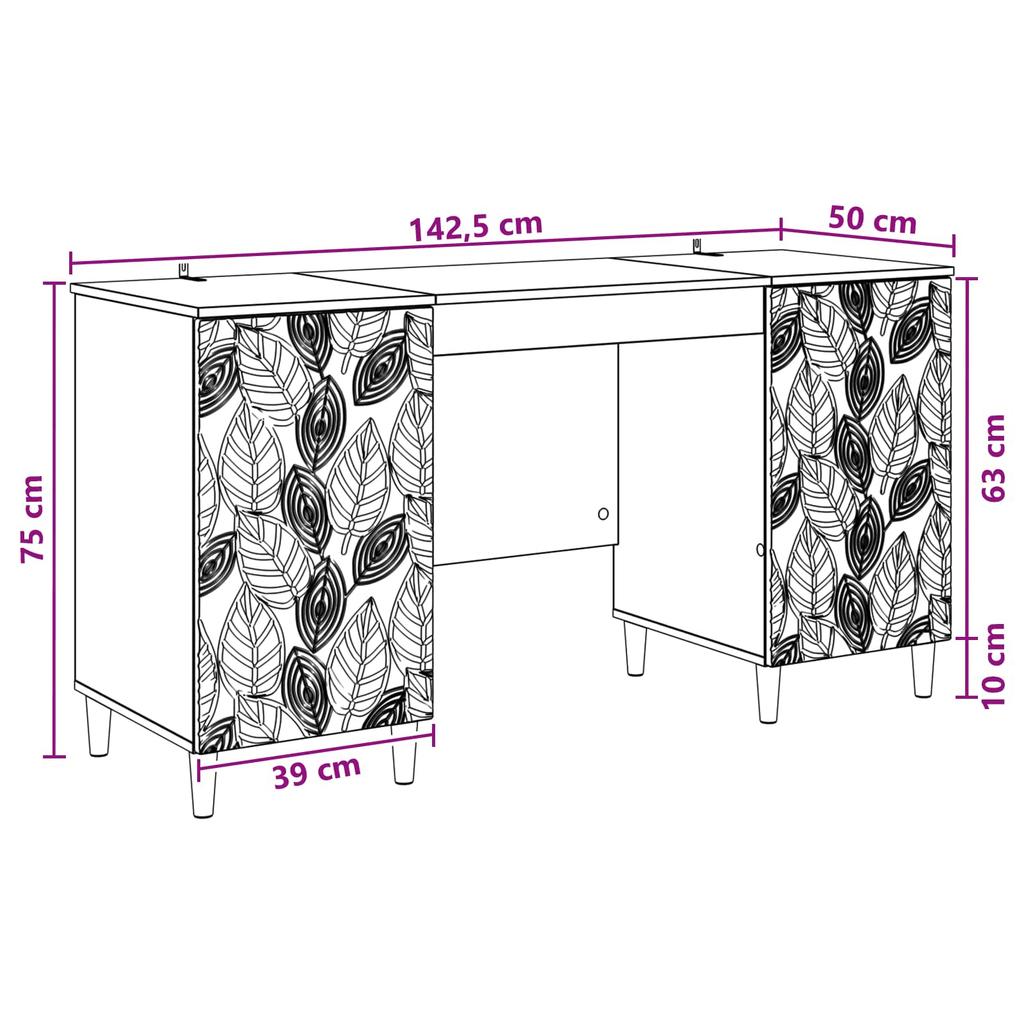 Desk Concrete Grey Particleboard 142.5 x 50 x 75 cm