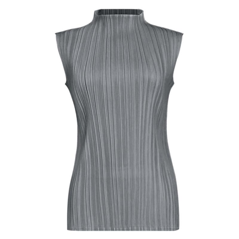Miyake 2025 Sommer Damen Slim Ärmellos Stehkragen Weste - Vielseitiges Basic-Top
