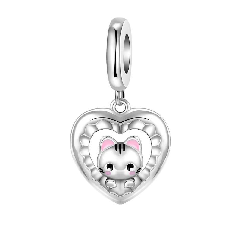 Sparkling Birthstone Charms Copper Heart Mom Key Pendant Bead Fit Original Necklace Bracelet Women Jewelry Diy Gift