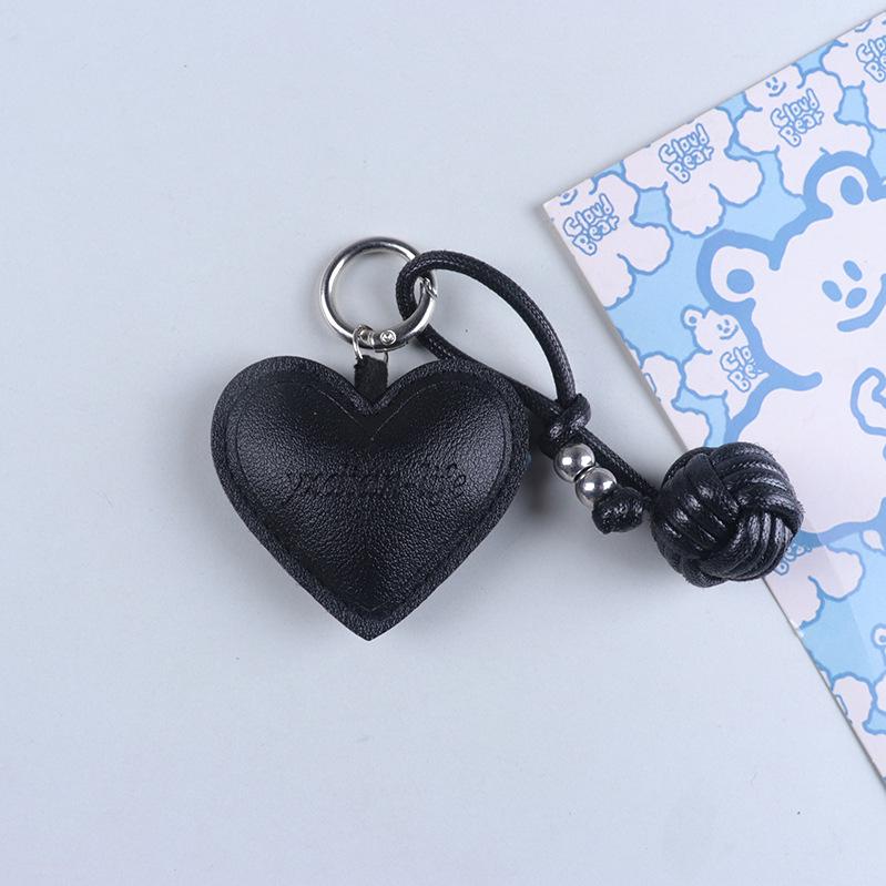 Trendy PU Leather Woven Heart Pendant Phone Lanyard  Keychain Accessory