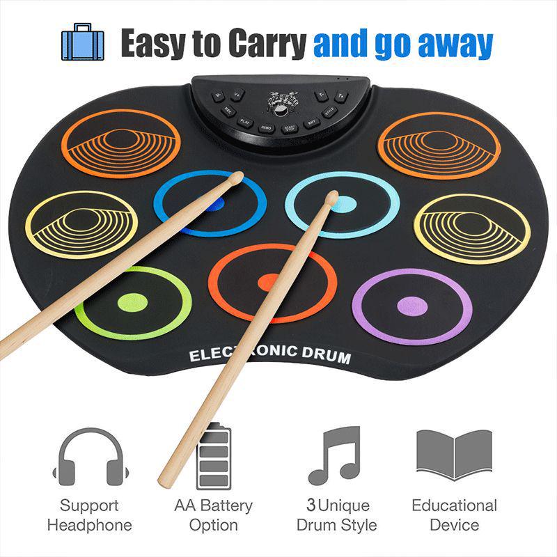 Colorful USB Electronic Roll-Up Drum for Beginner Kids