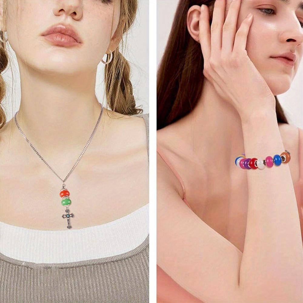 8/16/32pcs resin material circular European style large hole bead jewelry making decorative bead bracelet large hole spacer bead