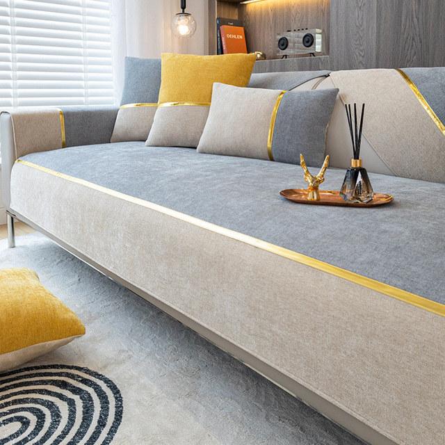 

Modern Chenille Sofa Covers Non Slip Corner Couch Slipcovers All Season Furniture Protector For Living Room Cushion cover45x45cm світло-сірого кольору