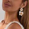 Exquisite White Enamel Petal Dangle Earrings for Women Vintage Double-Layer Metal Flower Earrings Classic Fashion Jewelry Gifts