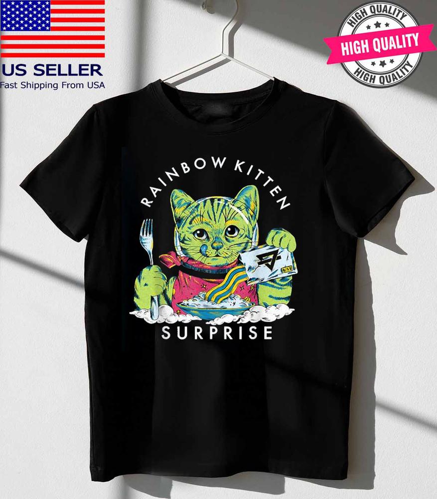 Cats Cute Eat Rainbow Kitten Surprise Band Shirt Black Unisex S-5XL 1G0255 Unisex T-Shirt XL