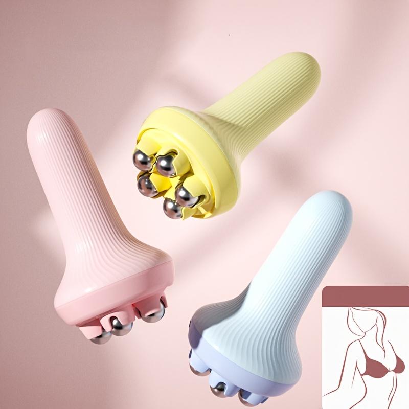 Round Roller Ball Handheld Massager, soothes abdomen, legs and arm muscles with soft vibration for full body relaxation.