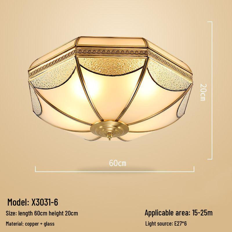 Retro-Modern American Copper Ceiling Light for Bedroom, Living Room, or Dining Room