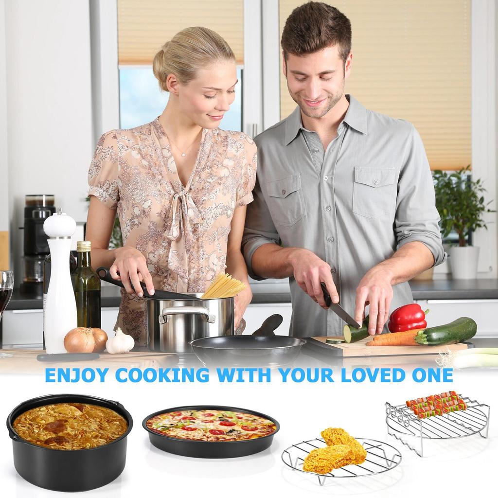 14Pcs Air Fryer Accessories Chips Baking Basket Pizza Pan Home Kitchen Tool