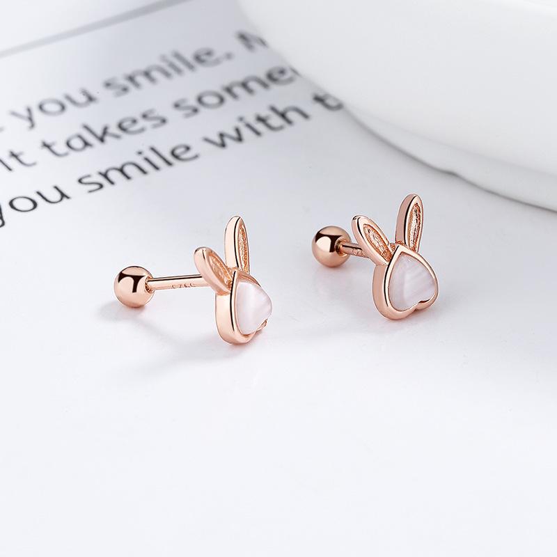

925 Sterling Silver Cute Rabbit Thread Stud Earrings For Women Kids Simple Ins Ear Wedding Party Jewelry Gift Female Pendientes