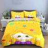 Golden Bedding Set with Cute Cartoon Girl Bedding set (1 duvet cover, 2 pillowcases, duvet not included)