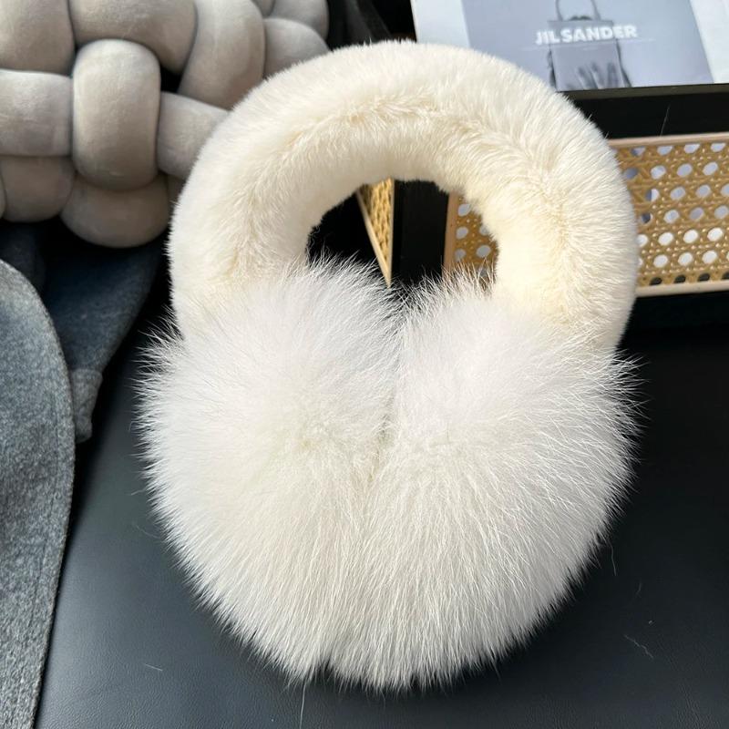 

Женские наушники из лисьего меха шарф Для женщин, зимнее тепло, меховые защитники ушей, милые меховые наушники, Ветрозащитные, велосипедные наушники бежевый