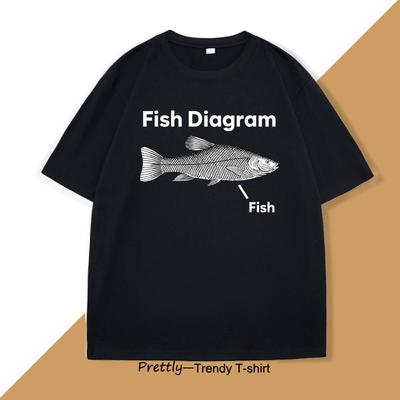 Funny Fish Diagram Joke Graphic Tshirts Unhinged T Shirt Casual Harajuku Cotton Short Sleeve Tee Designer Clothes Men
