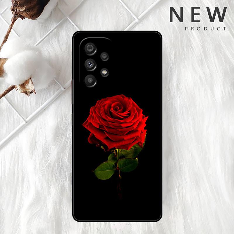 Bright Red Rose Flowers Case For Samsung Galaxy A54 A52 A14 5G A53 A12 A13 A71 A23 A34 A33 A21s Phone Cover