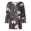 Women's Fashion Casual Floral Print V-Neck Short Sleeve Decorative Button Three-quarter Sleeve T-Shirt Top