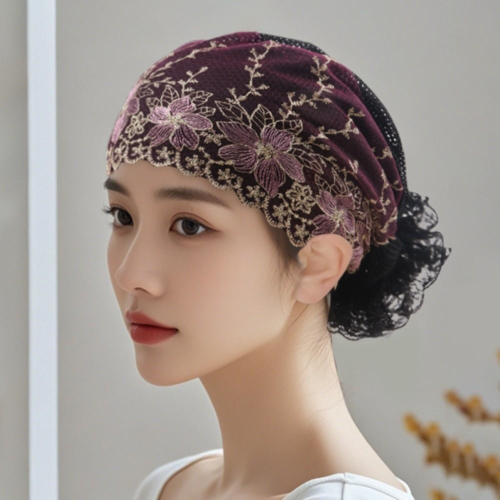 Soft Elastic Curly Hair Hat Breathable Elderly Beauty Cap Beauty Lace Curling Hat  All-match