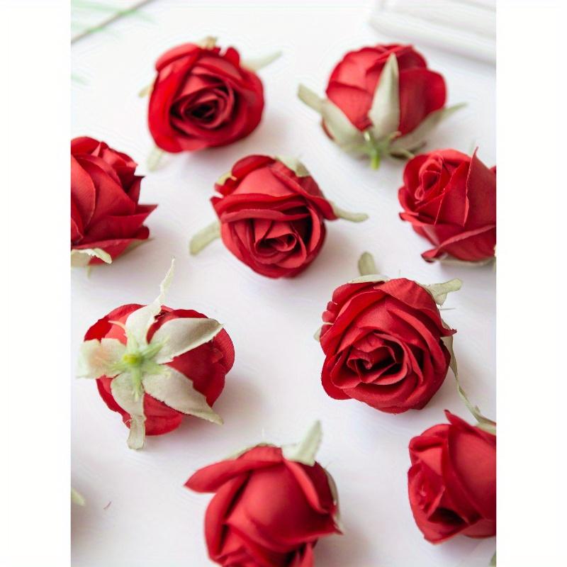 10PCS Artificial Rose Head and Bud Wedding Decoration Bride Wrist Flower Hand Holding Flower Head Flower Material DIY Valentine'S Day Gift Wedding