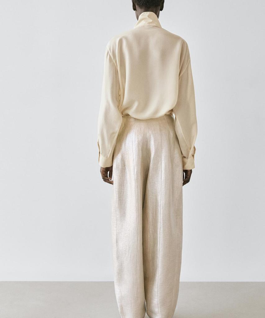 Masimodutti Linen Metallic Fluid Pants