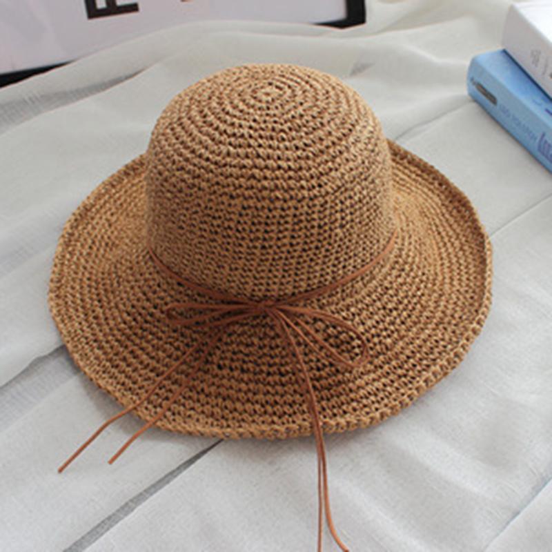 Summer Fashion women Straw Hat Bow Lady Foldable Sun Hat Visor cap Panama Style Bucket Cap Strawhat Beach Hat girl cap Outdoor