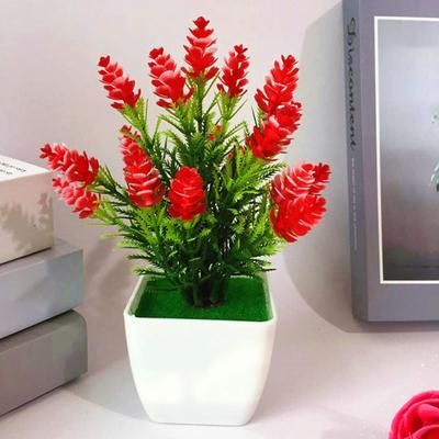 Artificial Plants Decorative Pine Cone Pattern Plastic Lifelike Artificial Plants Bonsai for Decorating