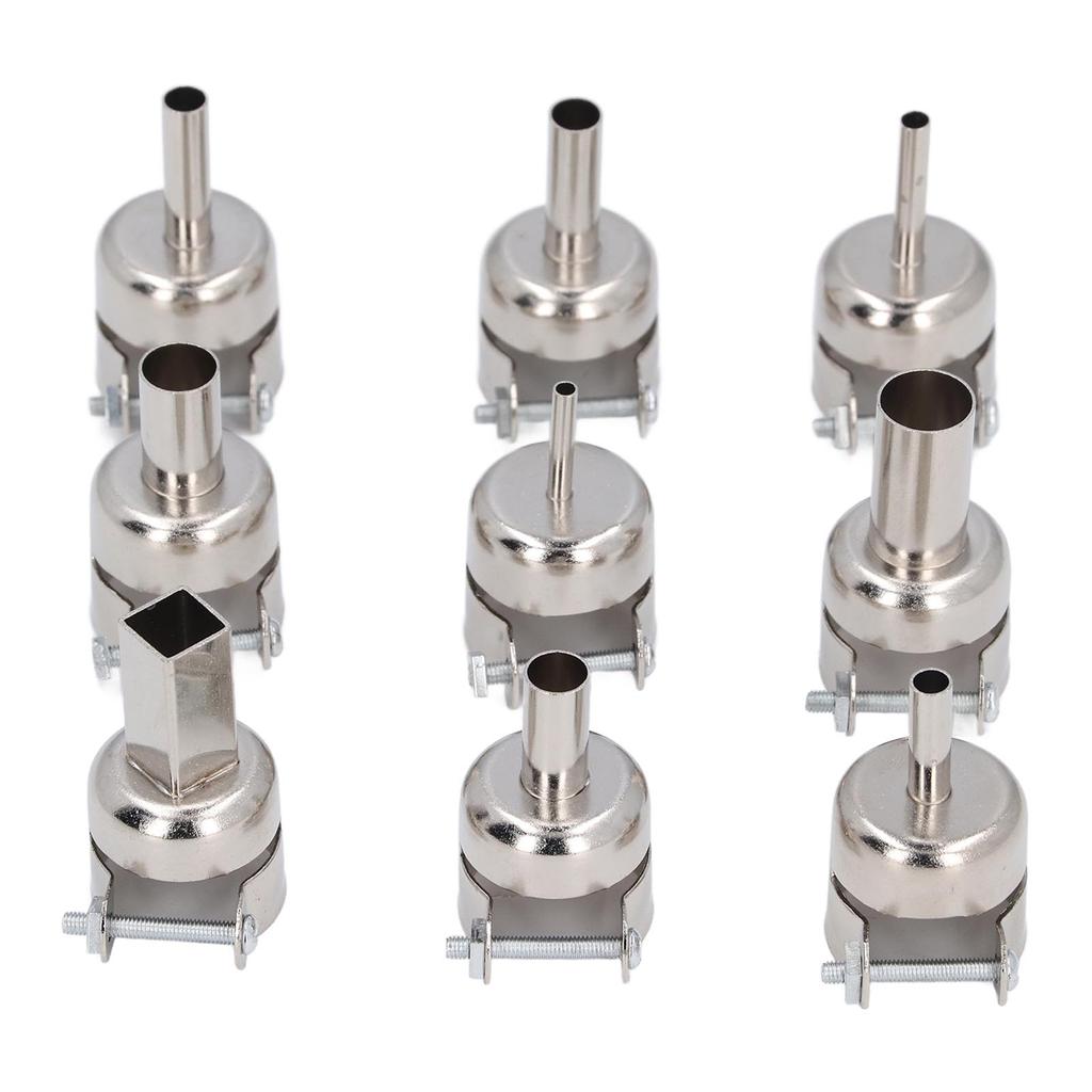 9PCS Set Heat Gun Nozzle Kit 3‑12mm Stainless Steel Hot  Soldering Heat Gun Nozzle