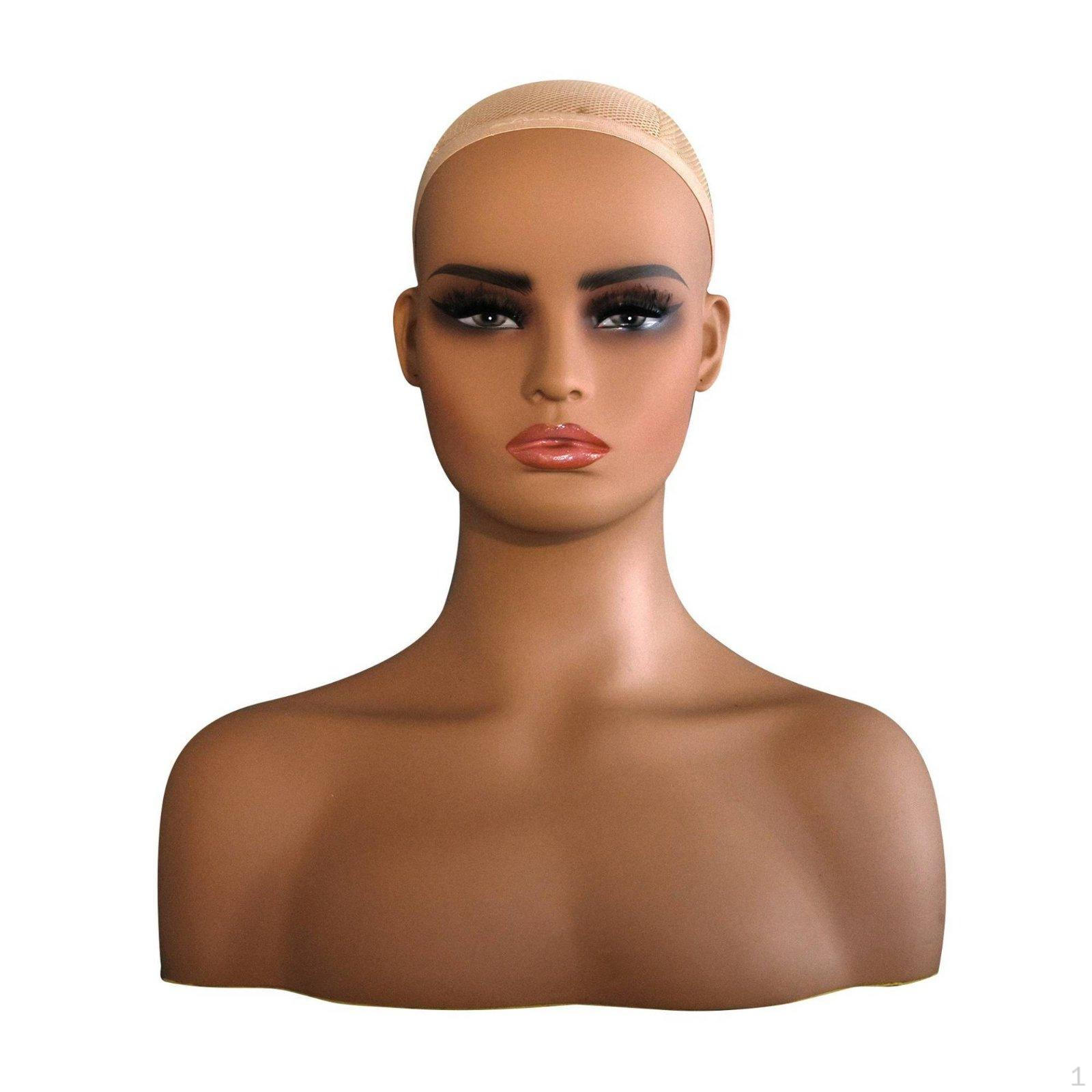Mannequin Head PVC Hairpiece Display and Neck Design Female Bust for Salon, Studio