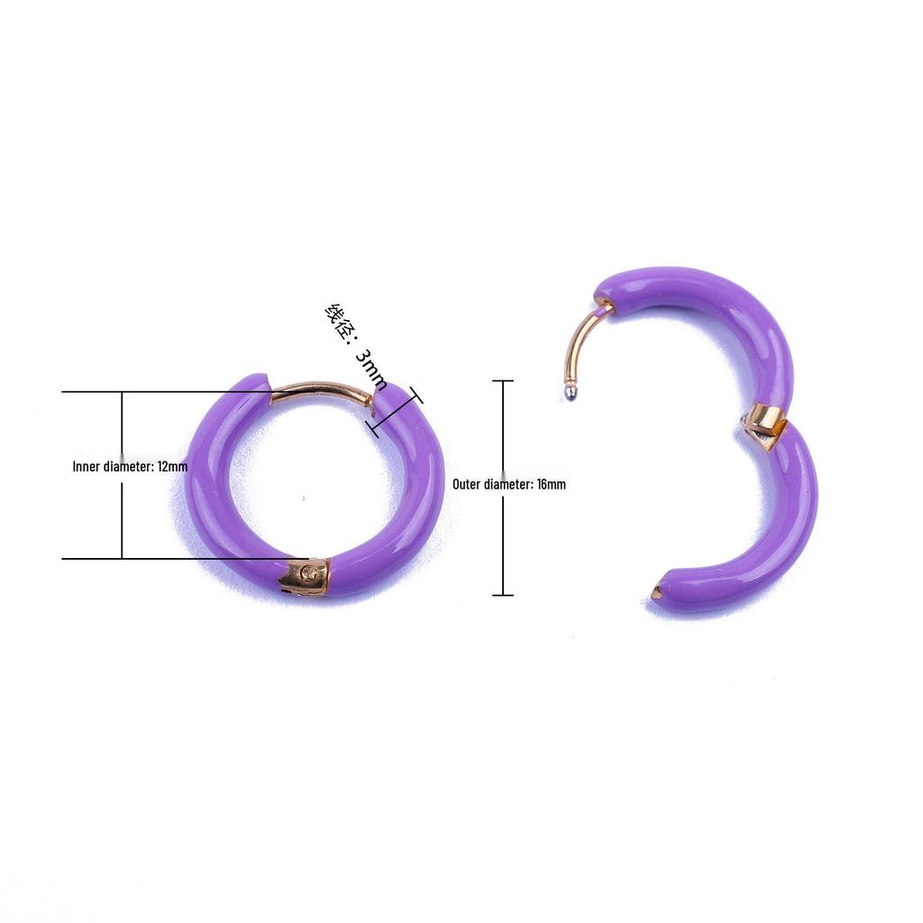 Colorful Series 18k Gold Titanium Steel Drip Oil Stud Earrings for Women