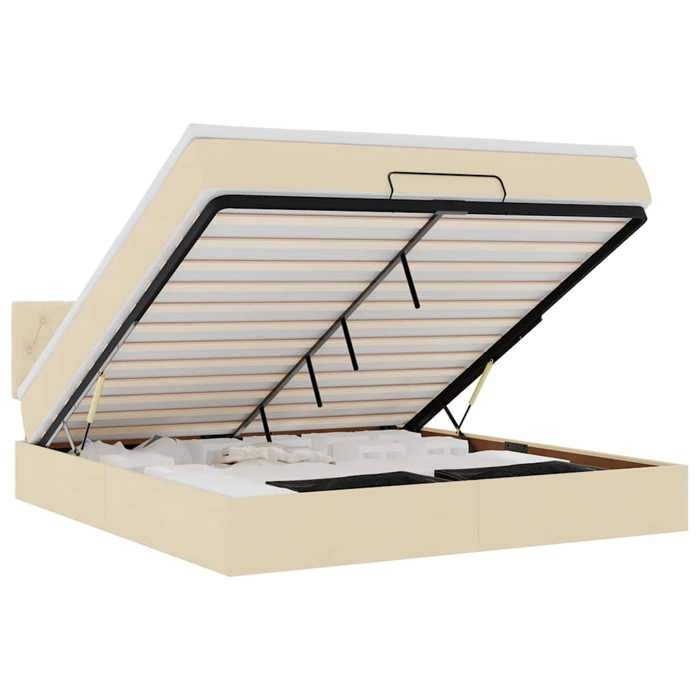 VidaXL Cadre de lit ottoman avec matelas crème 160x200 cm tissu, cadre de lit, cadre de lit rembourré, cadre de lit ottoman 3312407