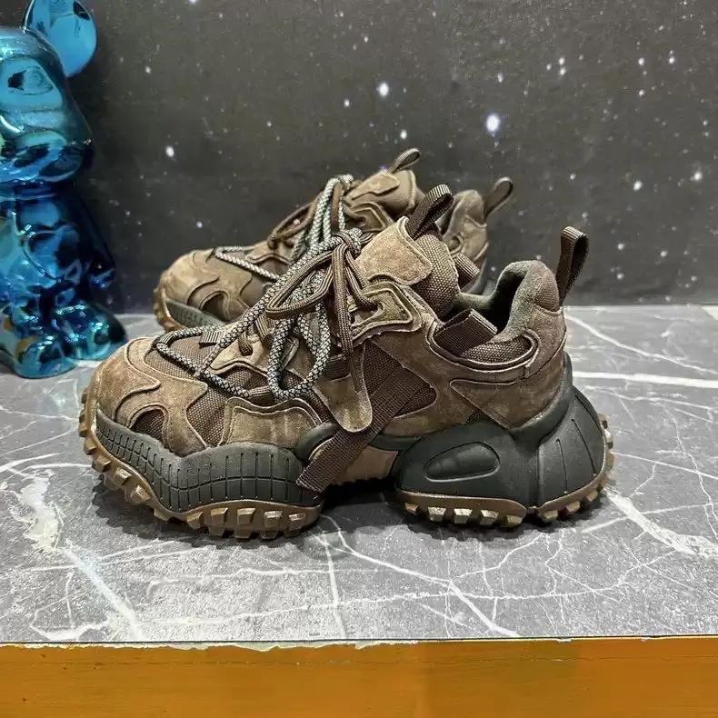 

Модные массивные кроссовки мужские дизайнерские альпинистские ботинки модные повседневные кожаные тканевые дышащие увеличивающие рост на платформе спортивные туфли 39