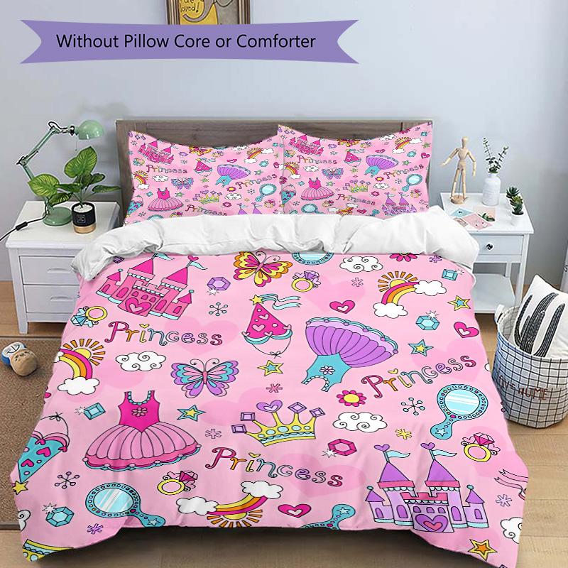 Princess Fantasy World Print 3Pcs Bedding Setduvet Cover With 2 Bedropillowcase Home Birthday Gift