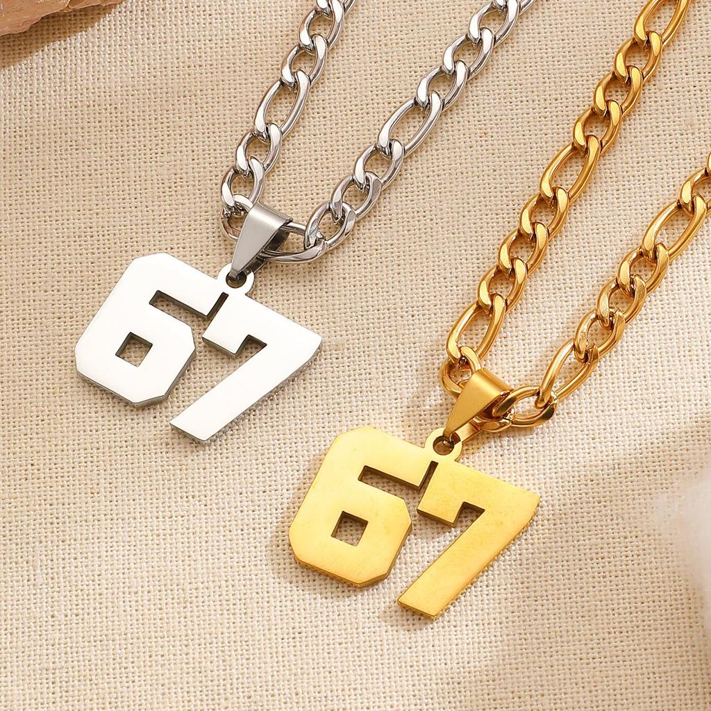 Men's Custom Jersey Number Stainless Steel Sports Necklace Pendant
