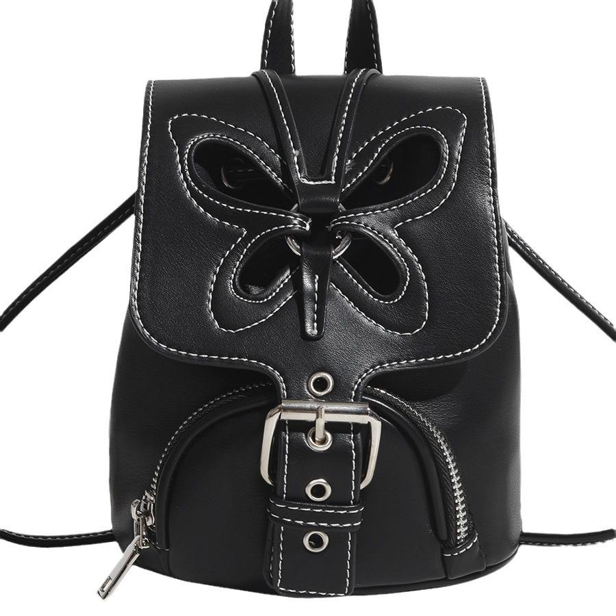 

Американский ретро-рюкзак с выемкой в виде бабочки, мини-милые, нишевый дизайн, универсальный маленький рюкзак для горячей девушки чёрный