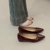 New spring and autumn black inner heightening pointed flat shoes women's shallow mouth versatile commuter red single shoes