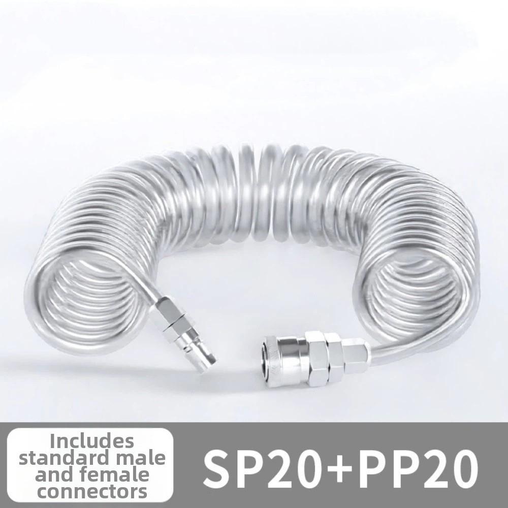 8*5mm PU Recoil Air Hose SP20-PP20 Quick Connect Fittings Pneumatic Spiral Hose Air Compressor