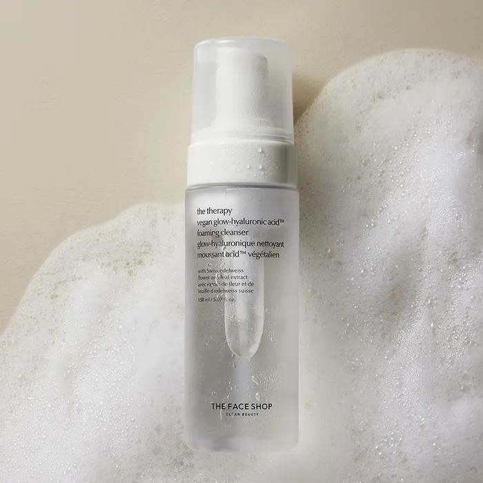 The Face Shop The Therapy Vegan Glow Hyaluronic Acid Bubble Foam Cleanser 150ml